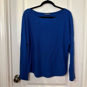 Vince. Vibrant Blue Boat-Neck Scoop Neck Long Sleeve Sweater